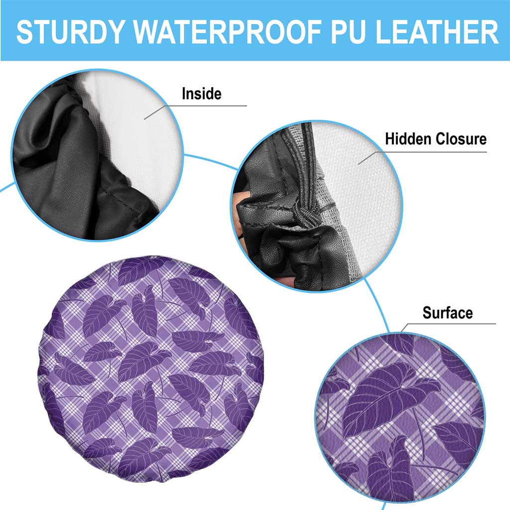 Purple Hawaii Kalo Palaka Motifs Spare Tire Cover Hawaiian Taro Leaves Elegant Vibes LT14 - Polynesian Pride