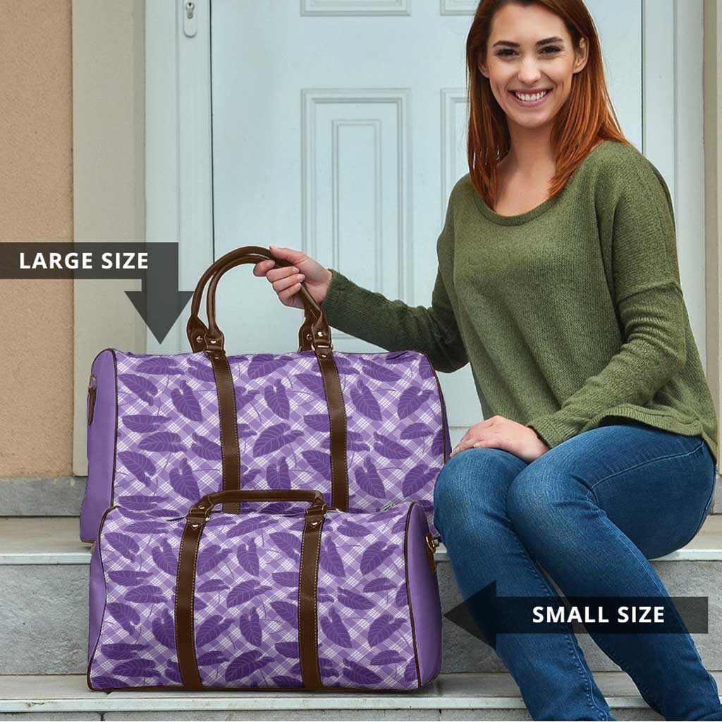 Purple Hawaii Kalo Palaka Motifs Travel Bag Hawaiian Taro Leaves Elegant Vibes LT14 - Polynesian Pride