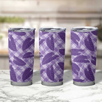 Purple Hawaii Kalo Palaka Motifs Tumbler Cup Hawaiian Taro Leaves Elegant Vibes LT14 - Polynesian Pride