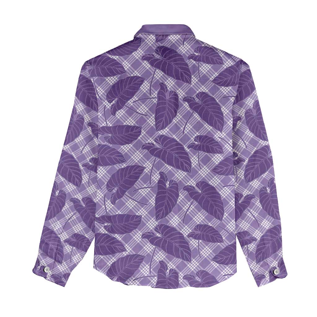 Purple Hawaii Kalo Palaka Motifs Women Casual Shirt Hawaiian Taro Leaves Elegant Vibes LT14 - Polynesian Pride