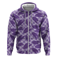 Purple Hawaii Kalo Palaka Motifs Zip Hoodie Hawaiian Taro Leaves Elegant Vibes LT14 Zip Hoodie Purple - Polynesian Pride