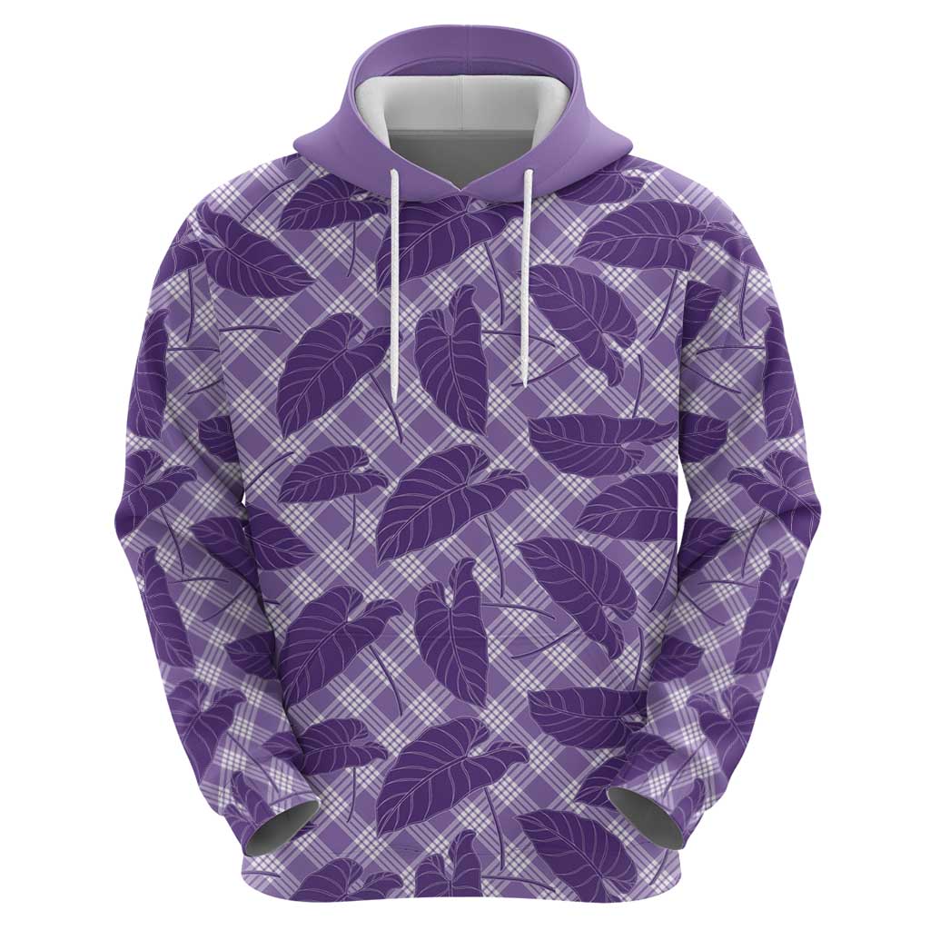 Purple Hawaii Kalo Palaka Motifs Zip Hoodie Hawaiian Taro Leaves Elegant Vibes LT14 - Polynesian Pride