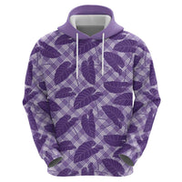Purple Hawaii Kalo Palaka Motifs Zip Hoodie Hawaiian Taro Leaves Elegant Vibes LT14 - Polynesian Pride