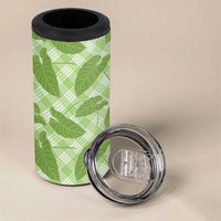 Green Hawaii Kalo Palaka Motifs 4 in 1 Can Cooler Tumbler Hawaiian Taro Leaves Elegant Vibes LT14 - Polynesian Pride