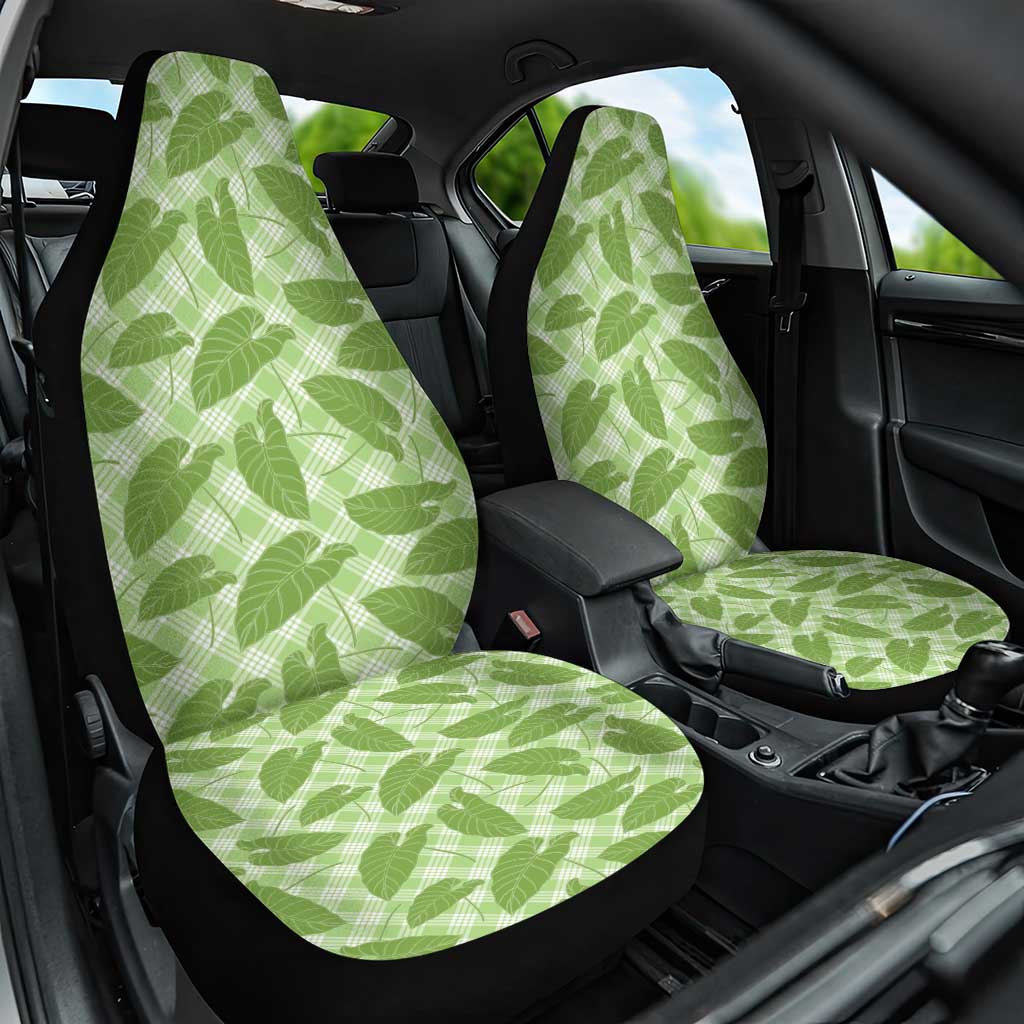 Green Hawaii Kalo Palaka Motifs Car Seat Cover Hawaiian Taro Leaves Elegant Vibes LT14 One Size Green - Polynesian Pride