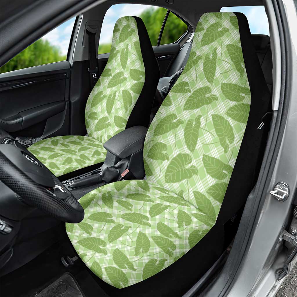 Green Hawaii Kalo Palaka Motifs Car Seat Cover Hawaiian Taro Leaves Elegant Vibes LT14 - Polynesian Pride