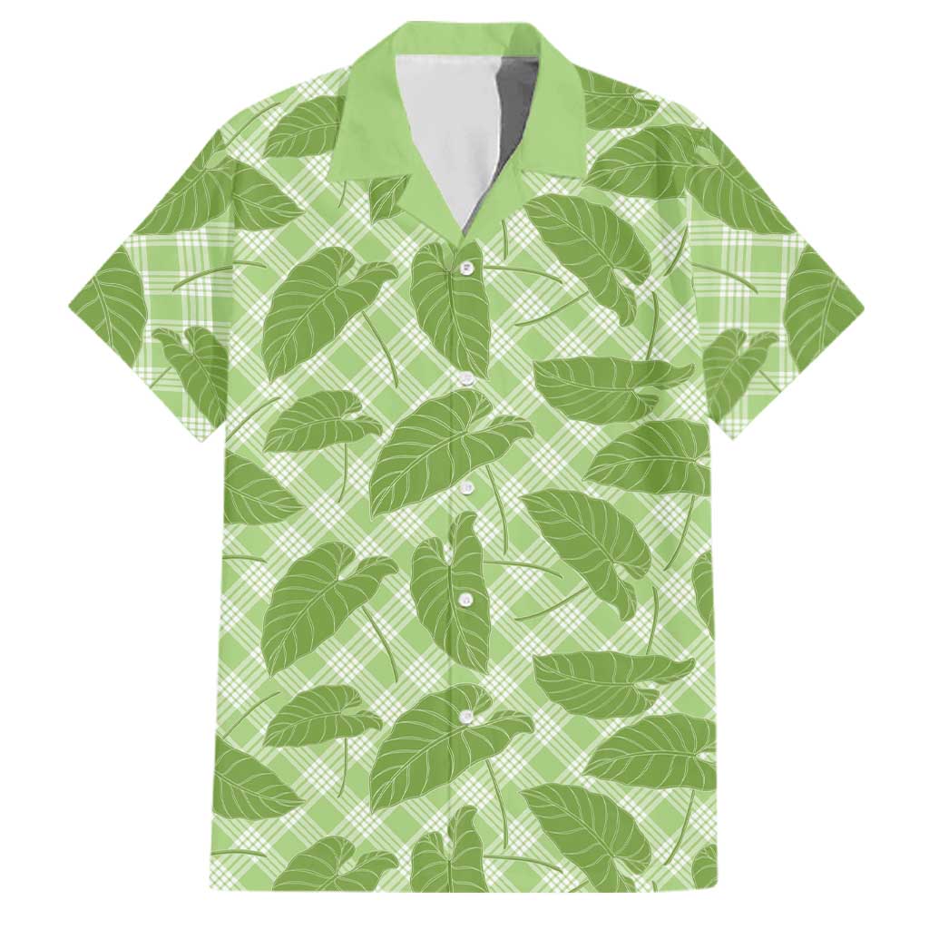 Green Hawaii Kalo Palaka Motifs Family Matching Long Sleeve Bodycon Dress and Hawaiian Shirt Hawaiian Taro Leaves Elegant Vibes LT14 Dad's Shirt - Short Sleeve Green - Polynesian Pride