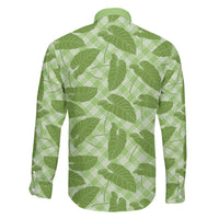 Green Hawaii Kalo Palaka Motifs Family Matching Long Sleeve Bodycon Dress and Hawaiian Shirt Hawaiian Taro Leaves Elegant Vibes LT14 - Polynesian Pride