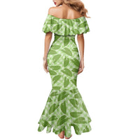 Green Hawaii Kalo Palaka Motifs Family Matching Mermaid Dress and Hawaiian Shirt Hawaiian Taro Leaves Elegant Vibes LT14 - Polynesian Pride