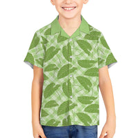 Green Hawaii Kalo Palaka Motifs Family Matching Off Shoulder Short Dress and Hawaiian Shirt Hawaiian Taro Leaves Elegant Vibes LT14 Son's Shirt Green - Polynesian Pride