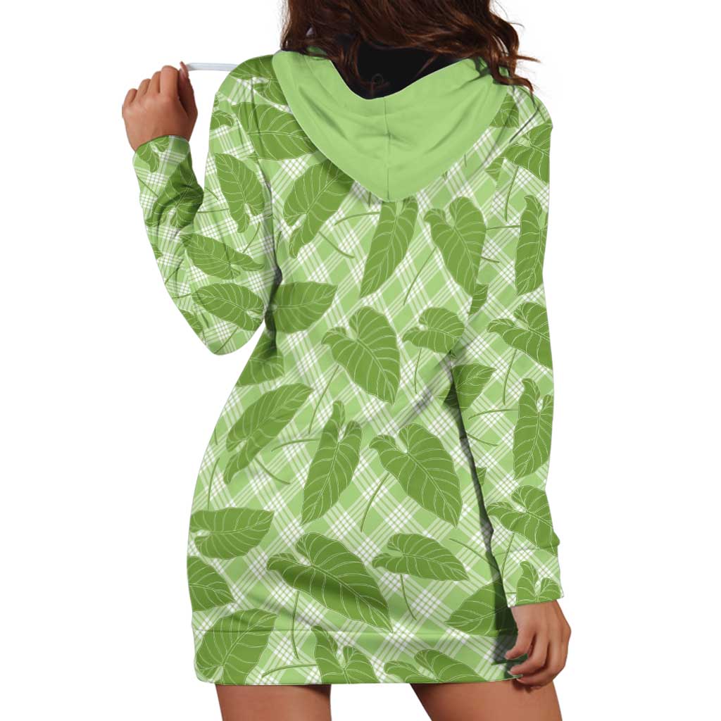 Green Hawaii Kalo Palaka Motifs Hoodie Dress Hawaiian Taro Leaves Elegant Vibes LT14 - Polynesian Pride