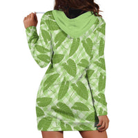 Green Hawaii Kalo Palaka Motifs Hoodie Dress Hawaiian Taro Leaves Elegant Vibes LT14 - Polynesian Pride