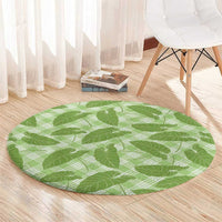Green Hawaii Kalo Palaka Motifs Round Carpet Hawaiian Taro Leaves Elegant Vibes - Polynesian Pride