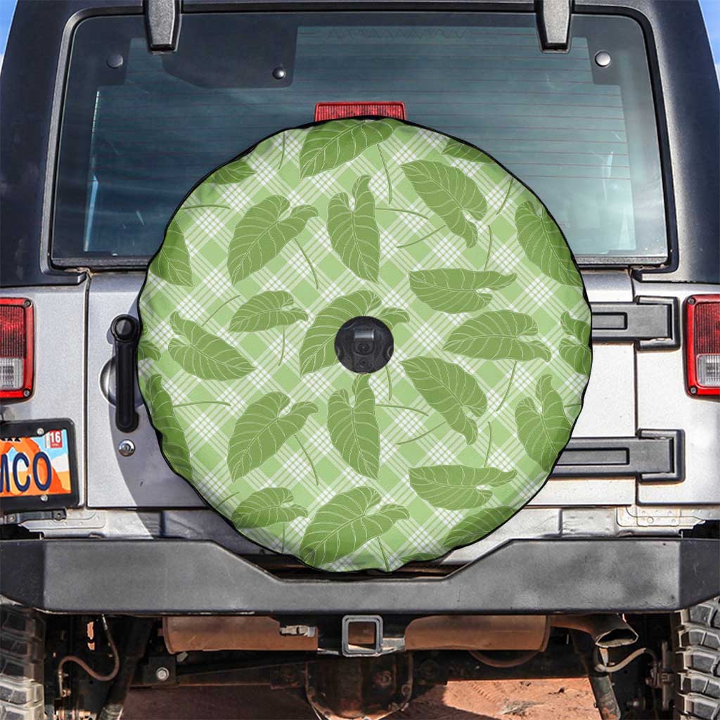 Green Hawaii Kalo Palaka Motifs Spare Tire Cover Hawaiian Taro Leaves Elegant Vibes LT14 Green - Polynesian Pride