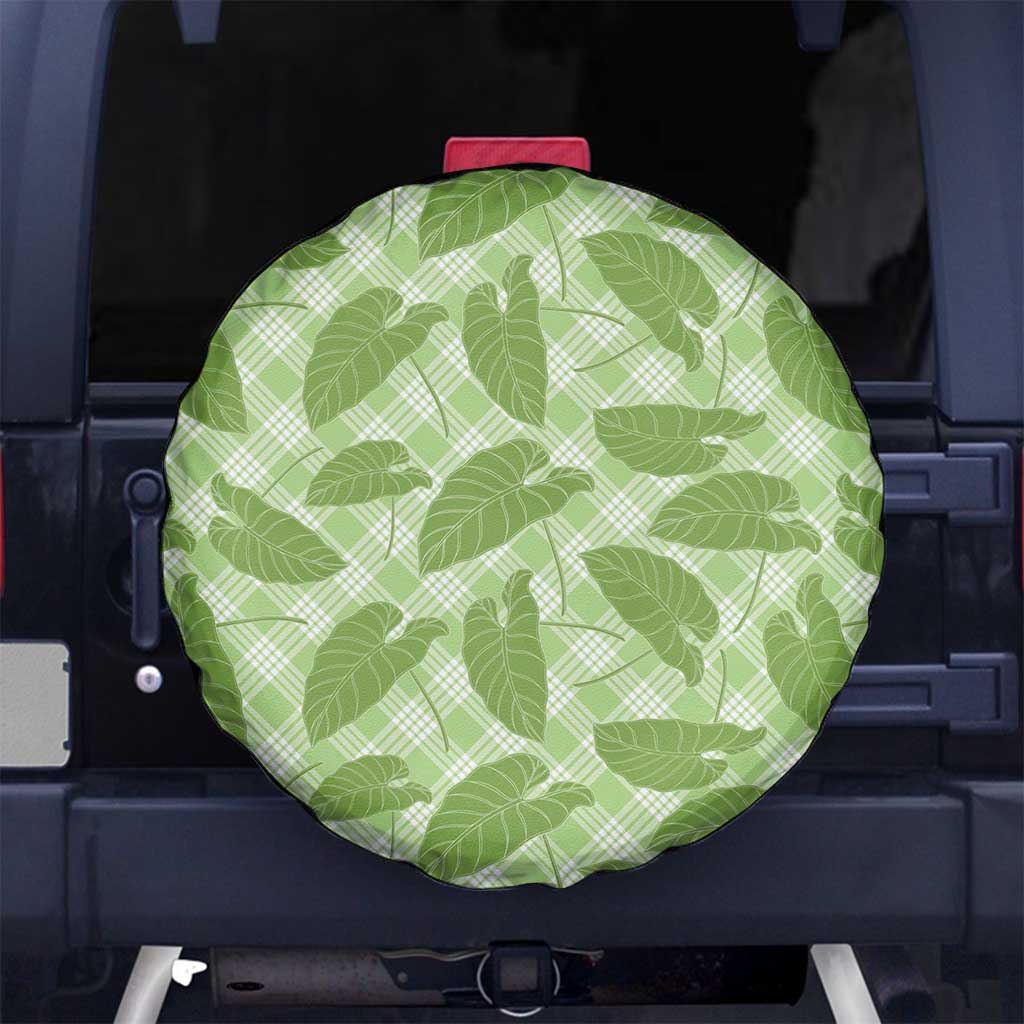 Green Hawaii Kalo Palaka Motifs Spare Tire Cover Hawaiian Taro Leaves Elegant Vibes LT14 No hole Green - Polynesian Pride