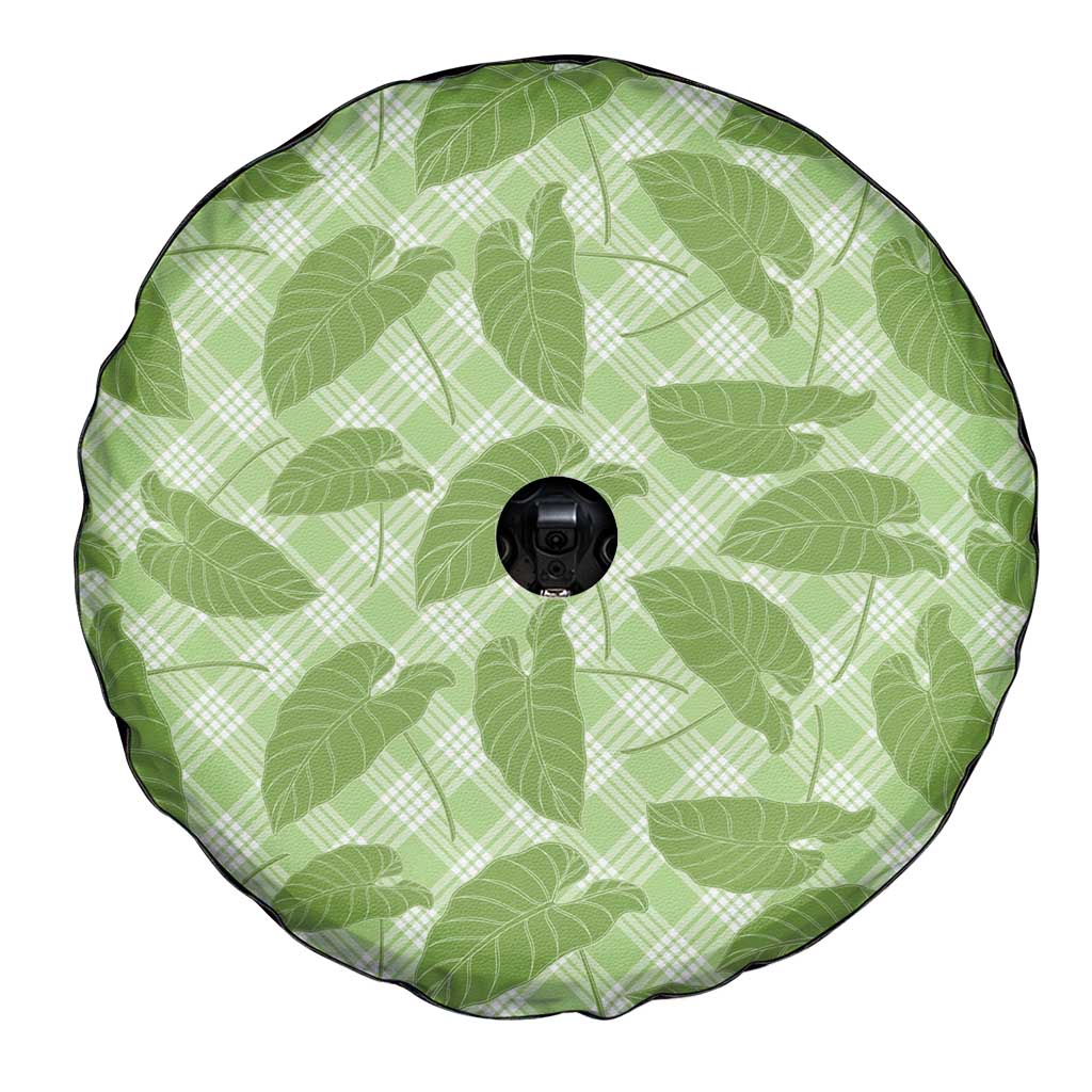Green Hawaii Kalo Palaka Motifs Spare Tire Cover Hawaiian Taro Leaves Elegant Vibes LT14 - Polynesian Pride