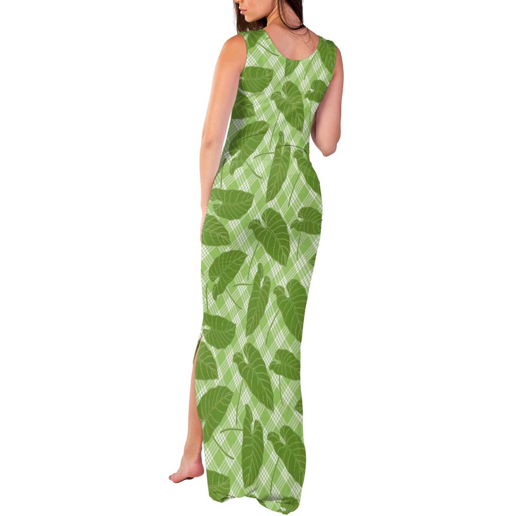Green Hawaii Kalo Palaka Motifs Tank Maxi Dress Hawaiian Taro Leaves Elegant Vibes LT14 - Polynesian Pride