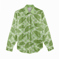 Green Hawaii Kalo Palaka Women Casual Shirt - Hawaiian Taro Leaves Elegant Vibes LT14 - Polynesian Pride