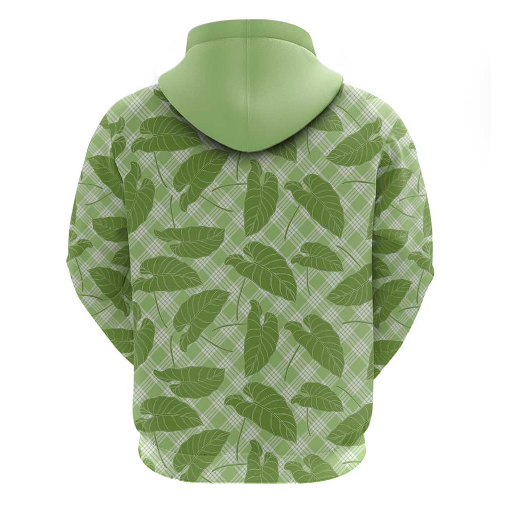 Green Hawaii Kalo Palaka Motifs Zip Hoodie Hawaiian Taro Leaves Elegant Vibes LT14 - Polynesian Pride