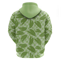 Green Hawaii Kalo Palaka Motifs Zip Hoodie Hawaiian Taro Leaves Elegant Vibes LT14 - Polynesian Pride