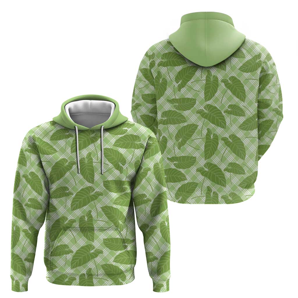 Green Hawaii Kalo Palaka Motifs Zip Hoodie Hawaiian Taro Leaves Elegant Vibes LT14 - Polynesian Pride