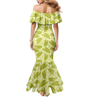 Lime Green Hawaii Kalo Palaka Motifs Family Matching Mermaid Dress and Hawaiian Shirt Hawaiian Taro Leaves Elegant Vibes LT14 - Polynesian Pride