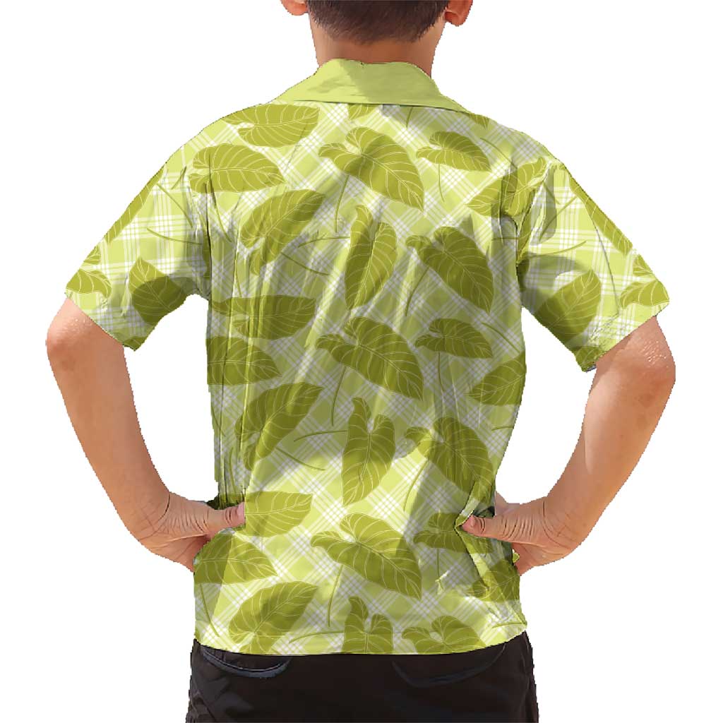 Lime Green Hawaii Kalo Palaka Motifs Family Matching Puletasi and Hawaiian Shirt Hawaiian Taro Leaves Elegant Vibes LT14 - Polynesian Pride