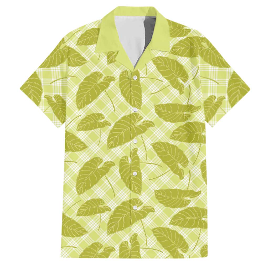 Lime Green Hawaii Kalo Palaka Motifs Family Matching Puletasi and Hawaiian Shirt Hawaiian Taro Leaves Elegant Vibes LT14 Dad's Shirt - Short Sleeve Lime Green - Polynesian Pride