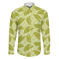 Lime Green Hawaii Kalo Palaka Motifs Family Matching Puletasi and Hawaiian Shirt Hawaiian Taro Leaves Elegant Vibes LT14 Dad's Shirt - Long Sleeve Lime Green - Polynesian Pride