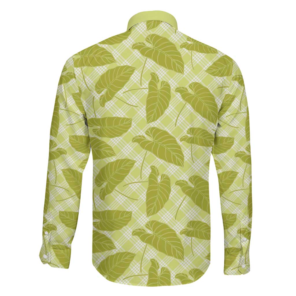 Lime Green Hawaii Kalo Palaka Motifs Family Matching Puletasi and Hawaiian Shirt Hawaiian Taro Leaves Elegant Vibes LT14 - Polynesian Pride