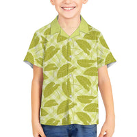 Lime Green Hawaii Kalo Palaka Motifs Family Matching Summer Maxi Dress and Hawaiian Shirt Hawaiian Taro Leaves Elegant Vibes LT14 Son's Shirt Lime Green - Polynesian Pride