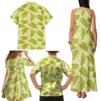 Lime Green Hawaii Kalo Palaka Motifs Family Matching Tank Maxi Dress and Hawaiian Shirt Hawaiian Taro Leaves Elegant Vibes LT14 - Polynesian Pride