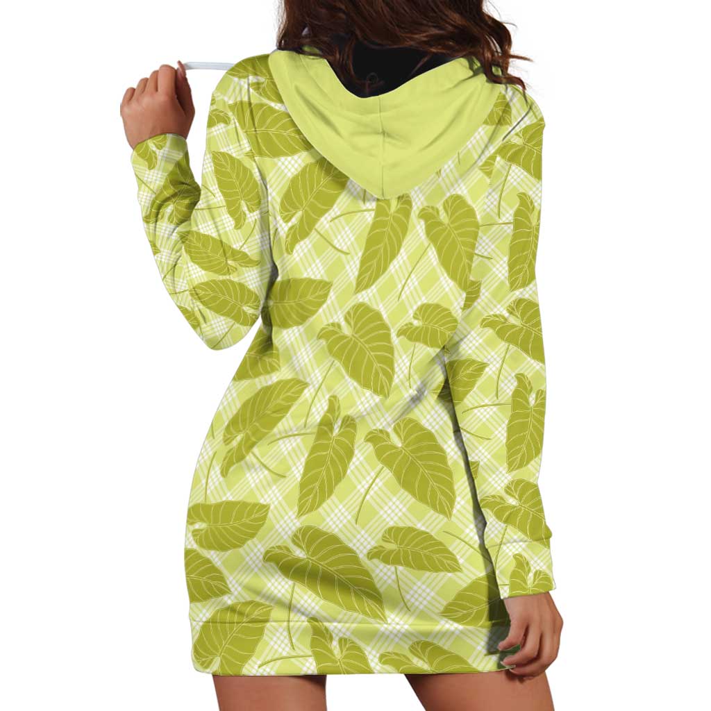 Lime Green Hawaii Kalo Palaka Motifs Hoodie Dress Hawaiian Taro Leaves Elegant Vibes LT14 - Polynesian Pride