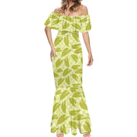 Lime Green Hawaii Kalo Palaka Motifs Mermaid Dress Hawaiian Taro Leaves Elegant Vibes LT14 - Polynesian Pride