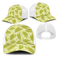 Lime Green Hawaii Kalo Palaka Motifs Mesh Trucker Cap Hawaiian Taro Leaves Elegant Vibes