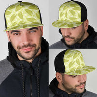 Lime Green Hawaii Kalo Palaka Motifs Mesh Trucker Cap Hawaiian Taro Leaves Elegant Vibes