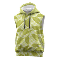 Lime Green Hawaii Kalo Palaka Motifs Sleeveless Hoodie Hawaiian Taro Leaves Elegant Vibes LT14 Lime Green - Polynesian Pride