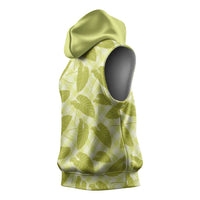 Lime Green Hawaii Kalo Palaka Motifs Sleeveless Hoodie Hawaiian Taro Leaves Elegant Vibes LT14 - Polynesian Pride