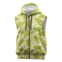 Lime Green Hawaii Kalo Palaka Motifs Sleeveless Zip Hoodie Hawaiian Taro Leaves Elegant Vibes LT14 Lime Green - Polynesian Pride
