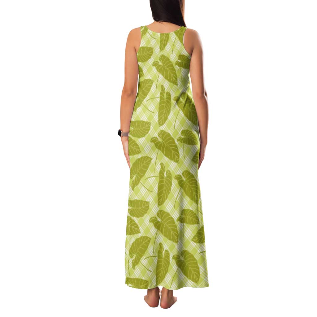 Lime Green Hawaii Kalo Palaka Motifs Tank Maxi Dress Hawaiian Taro Leaves Elegant Vibes LT14 - Polynesian Pride