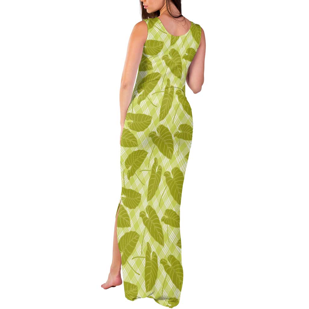 Lime Green Hawaii Kalo Palaka Motifs Tank Maxi Dress Hawaiian Taro Leaves Elegant Vibes LT14 - Polynesian Pride