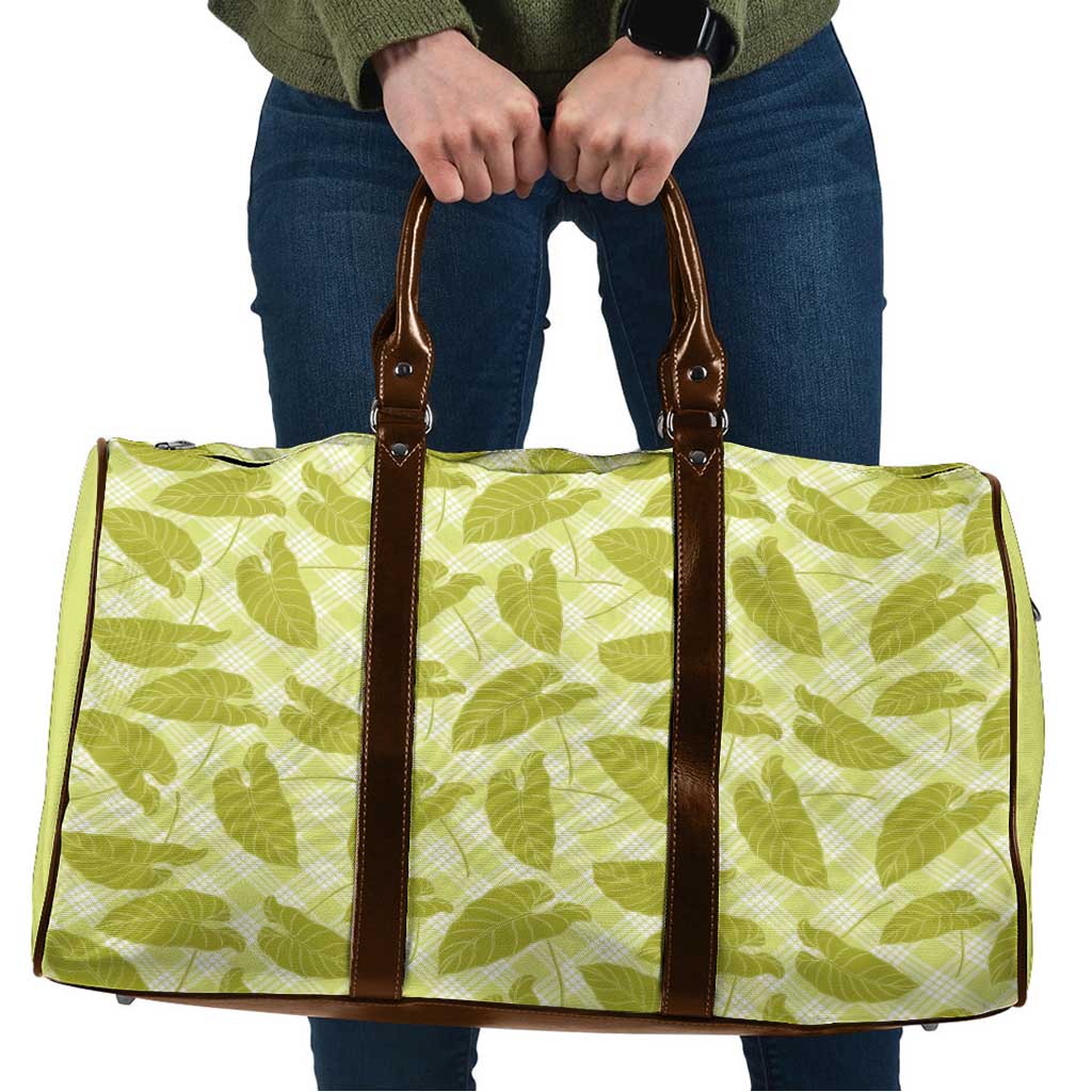 Lime Green Hawaii Kalo Palaka Motifs Travel Bag Hawaiian Taro Leaves Elegant Vibes LT14 Lime Green - Polynesian Pride