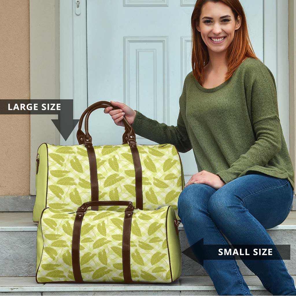Lime Green Hawaii Kalo Palaka Motifs Travel Bag Hawaiian Taro Leaves Elegant Vibes LT14 - Polynesian Pride