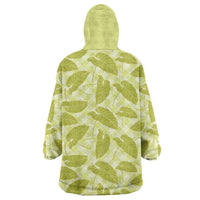 Lime Green Hawaii Kalo Palaka Motifs Wearable Blanket Hoodie Hawaiian Taro Leaves Elegant Vibes LT14 - Polynesian Pride