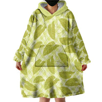 Lime Green Hawaii Kalo Palaka Motifs Wearable Blanket Hoodie Hawaiian Taro Leaves Elegant Vibes LT14 - Polynesian Pride