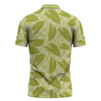 Lime Green Hawaii Kalo Palaka Motifs Zipper Polo Shirt Hawaiian Taro Leaves Elegant Vibes LT14 - Polynesian Pride