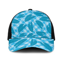 Blue Hawaii Kalo Palaka Motifs Baseball Net Cap Hawaiian Taro Leaves Elegant Vibes