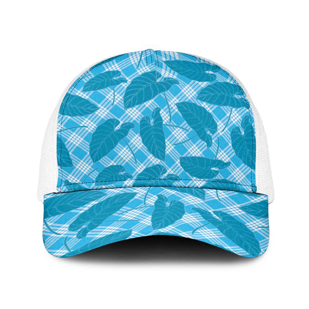 Blue Hawaii Kalo Palaka Motifs Baseball Net Cap Hawaiian Taro Leaves Elegant Vibes
