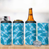 Blue Hawaii Kalo Palaka Motifs 4 in 1 Can Cooler Tumbler Hawaiian Taro Leaves Elegant Vibes LT14 - Polynesian Pride