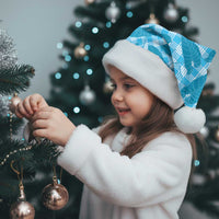 Blue Hawaii Kalo Palaka Motifs Christmas Santa Hat Hawaiian Taro Leaves Elegant Vibes - Polynesian Pride
